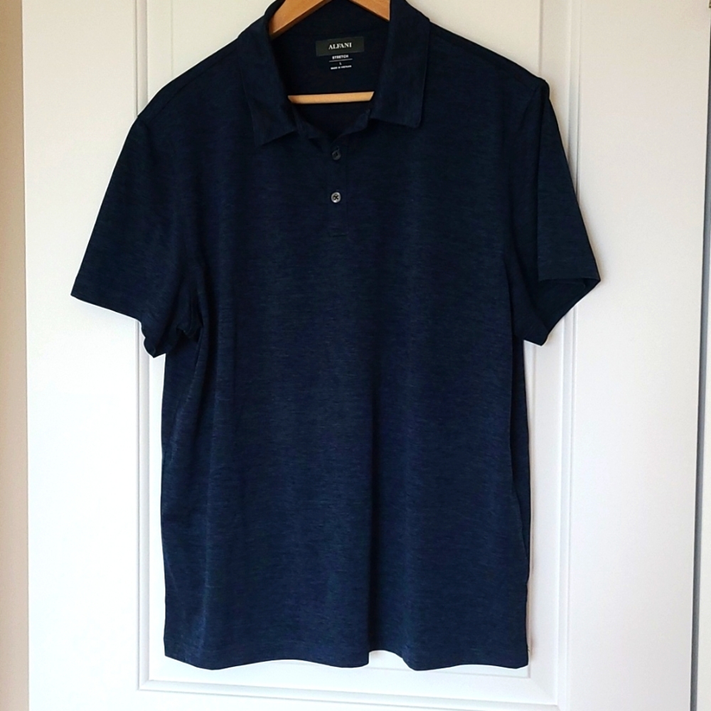 Alfani Dark Blue Polo Shirt Size Large